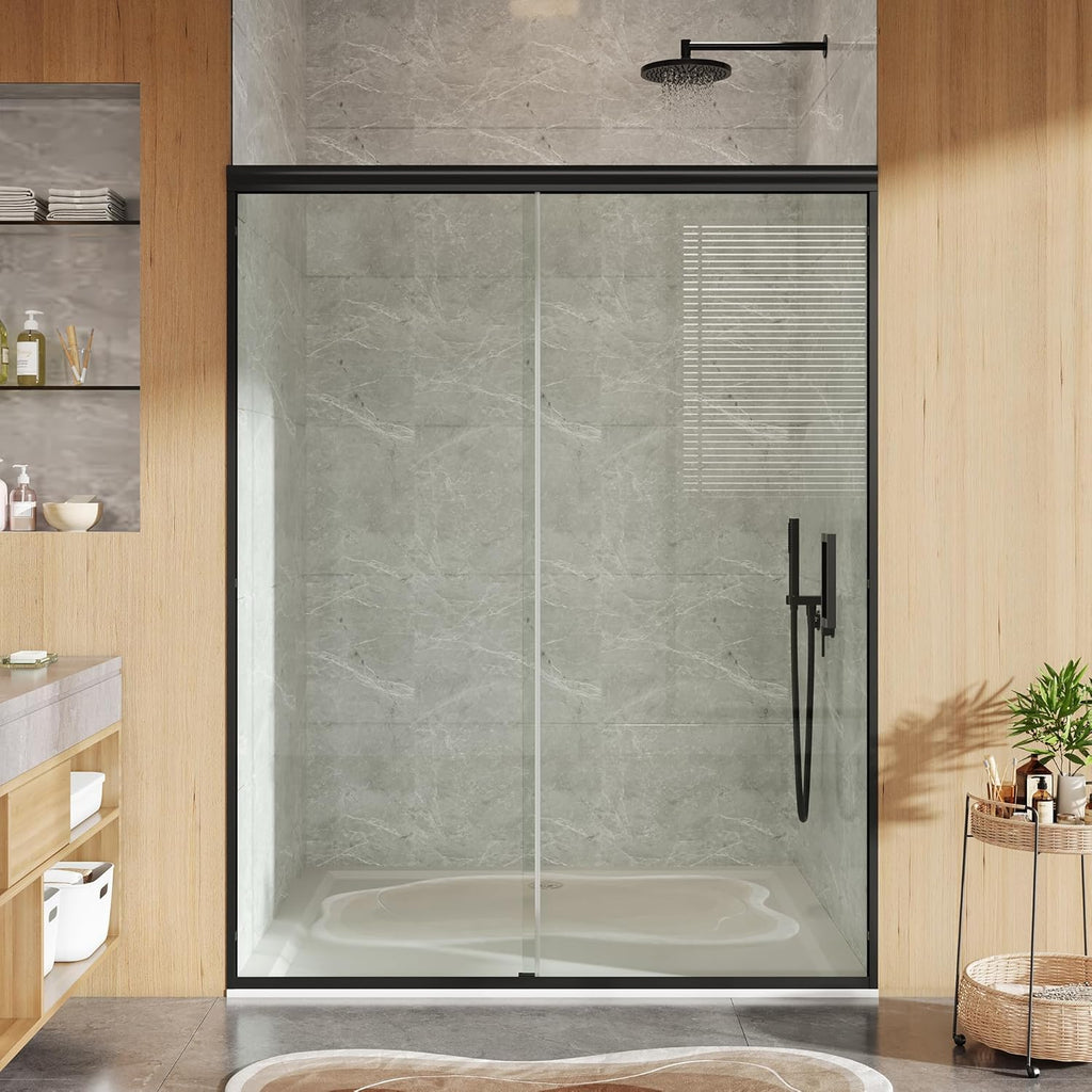 Sliding Shower Door, 44"-48" w x 72" h Semi-Frameless Bypass Bathroom Door with 1/4" Tempered Glass