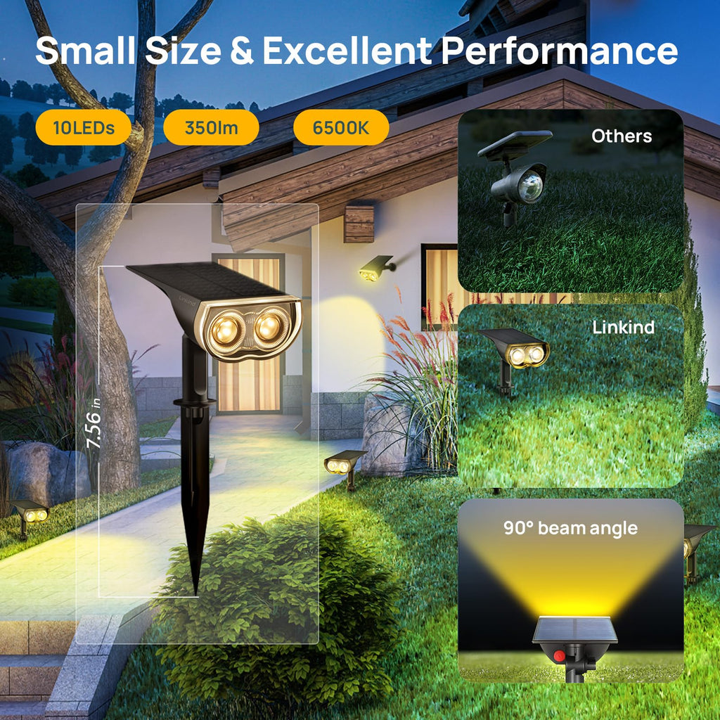 Solar Spotlights Outdoor Waterproof Dusk to Dawn Warm White 10 Pack