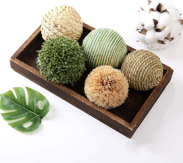 3.5inch Woven Wicker Rattan Balls Decorative Ball Twig Orbs Green Orbs Vase Bowl Filler for Tabletop Decor - Set of 6