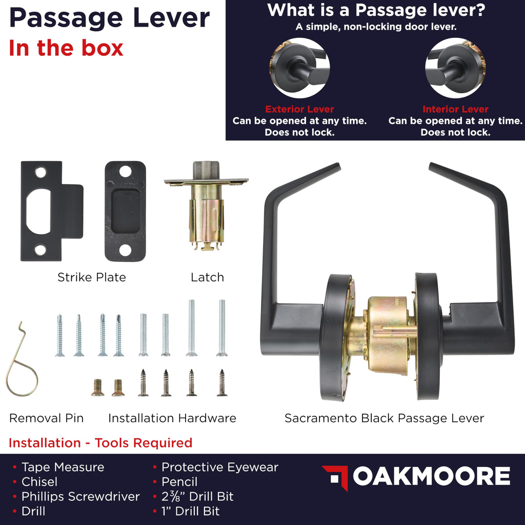 Commercial Door Handle Black - Grade 2 Lockset - Door Lever Schools Offices Industrial UL CUL & ADA - ANSI A156.2