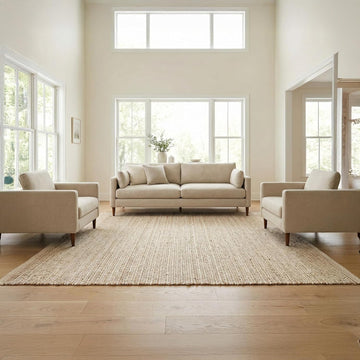 · · Jute Cotton Area Rug - Rectangular Rug, Sustainable Handwoven, Non-Shedding, Soft & Durable