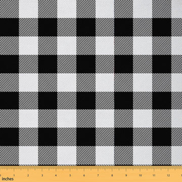 Retro Grid Fabric by The Yard Black and White Checker Decor No Stretch Fabric for Sewing Lovers Buffalo Plaid Rustic