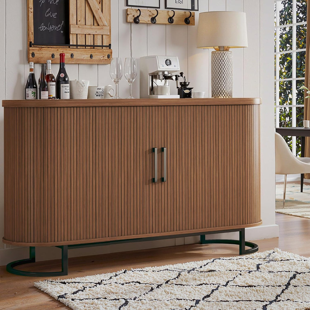 Sideboard Buffet Cabinet with Storage, 54.3" Storage Cabinet with Sliding Door & Adjustable Shelf