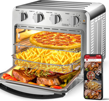 Air Fryer Toaster Oven Combo, 16QT 5-in-1 Toaster Ovens Countertop, Convection AirFryer with Bake, A