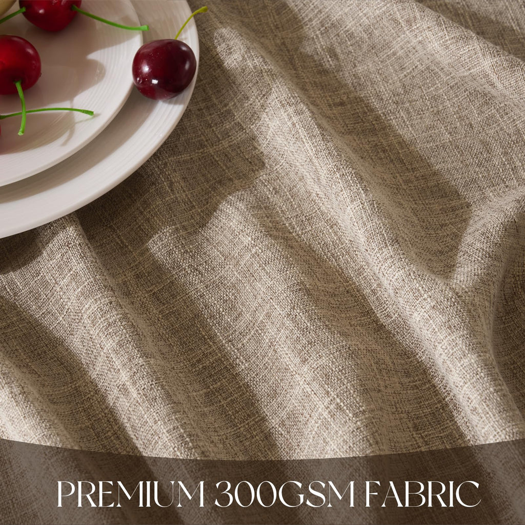 70 Inch Round Tablecloth with Linen Textured, Brown