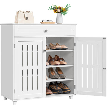 Shoe Storage Cabinet with Doors, Living Room, White
