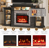 72" LED Fireplace TV Stand with Outlet, Electric Fireplace with Mantel for TVs Up to 80 Inch