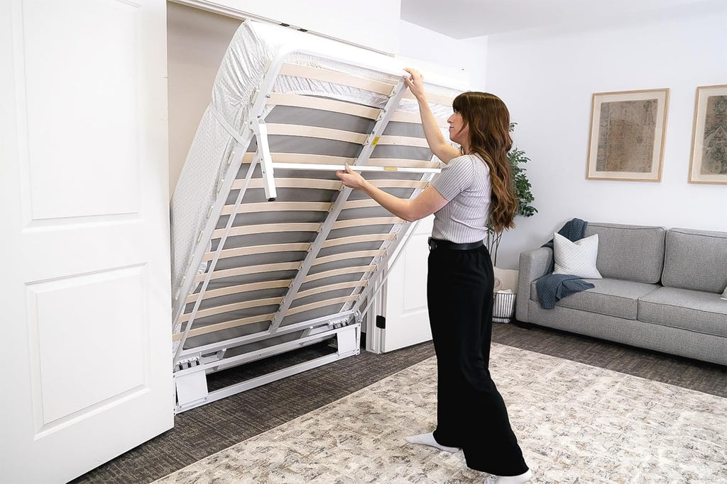 Murphy Bed Frame (Queen) Vertical Wallbed, Powder-Coated Steel Frame for Folding Cabinet, Pull-Out Bed, Hidden