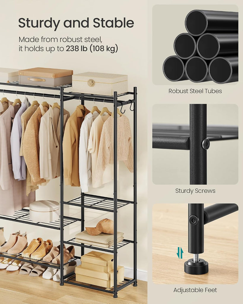 Portable Closet Wardrobe, Clothes Rack, Closet Organizers and Storage, Freestanding Clothing Rack with 7 Shelves, 2