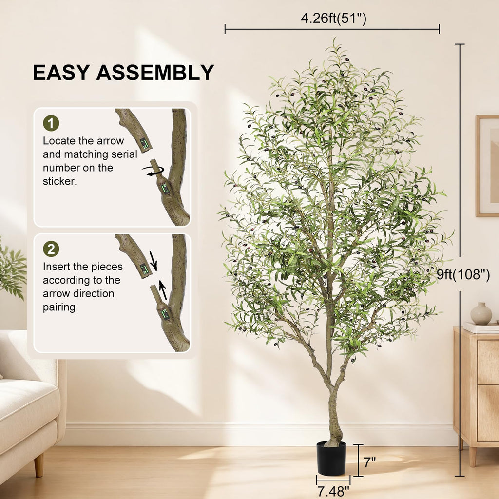 Faux Olive Tree 9ft - Artificial Olive Tree Indoor Decor