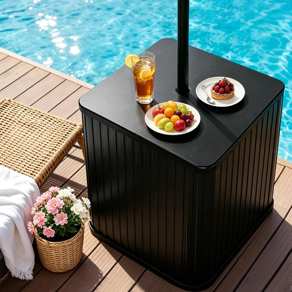 Outdoor Umbrella Side Table, 2 in 1 Outdoor Side Table with 1.5-1.6" Umbrella Hole