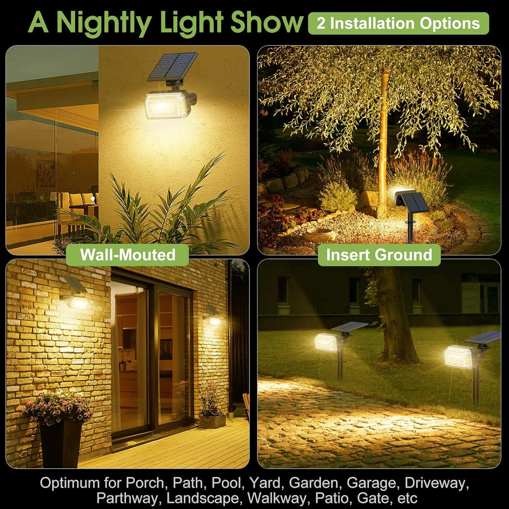 102 LED Solar Spot Lights Outdoor Waterproof IP65, Adjustable Landscape Spotlights, [8 Pack/4 Modes] Auto On/Off