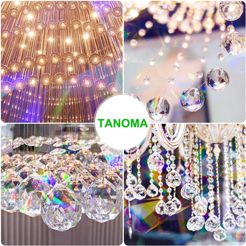12 PCS Clear Crystal Glass Prism Suncatcher, Christmas Balls Ornaments, Rainbow Pendants Maker
