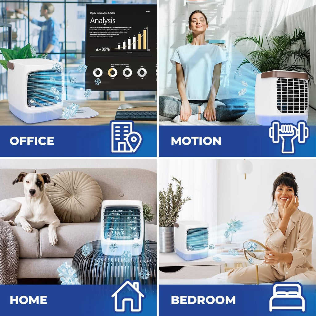 2.0 Evaporative Air Cooler for Room - 4-Speed Mini Portable Swamp Coolers with Humidifier | Indoor Personal Cooling