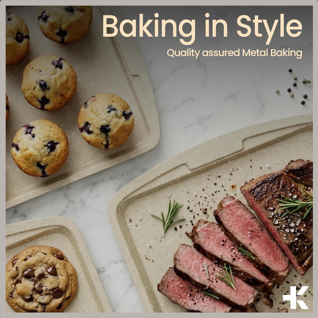 Bakeware Set - 6 Piece - Stackable, Deluxe, Non-Stick Pans for Professional and Home Cooking - Carbon