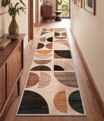 Washable Hallway Runner Rug Non Slip, Mid-Century Modern 8ft Rug Runners Kitchen Non Skid, Soft Bohemian Carpet