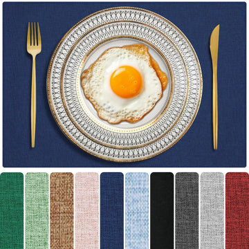 Cloth Placemats Set of 4, Cotton Linen Blend Place Mats, Navy Blue