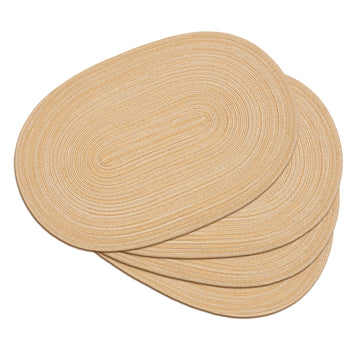 Placemats Set of 4, Woven Oval Braided Dining Table Mats(Beige Brown)