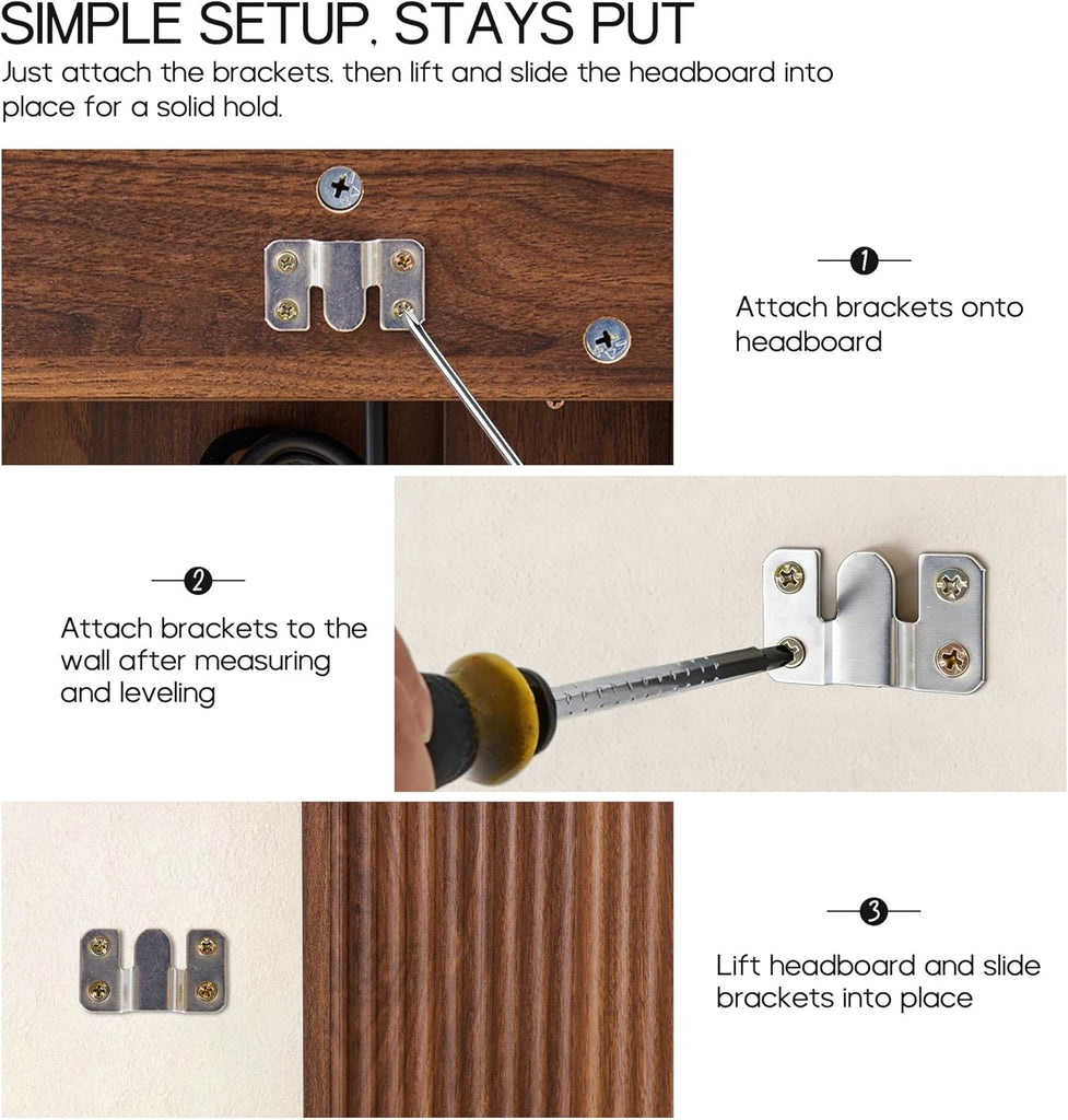 Wood Headboard King, Wooden King Headboard Only with 2 Outlets and USB & Type C Port, Simple Setup Modern Farmhouse