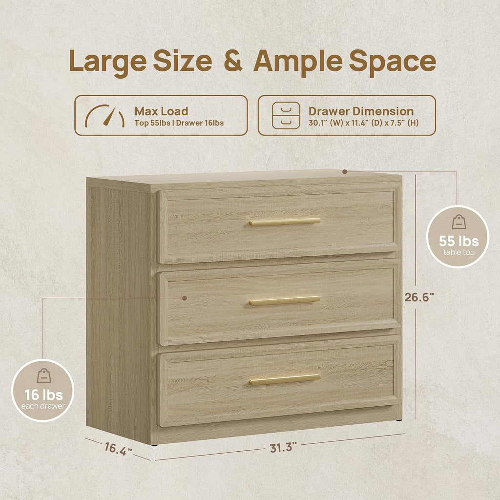 Night Stand Set 2 Oversized Extra Large Nightstands Set of 2 Tall Bedside Side Table with 3 Drawers Storage Modern
