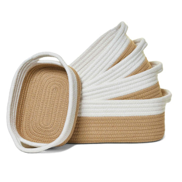 Basket Set for Organizing, Woven Rope Storage Baskets for Shelves