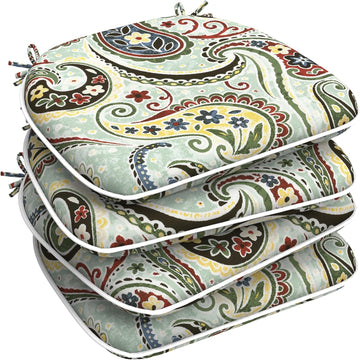 Outdoor Chair Cushions for Patio Furniture Set of 4, Water Repellent Patio Chair Cushions 17"x16" with Ties, U-Shaped