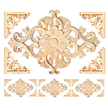20pcs(4 Pack) Wood Appliques Decorative Carved Onlays, Wooden Carved Appliques DIY Decoration for Furniture, Wood