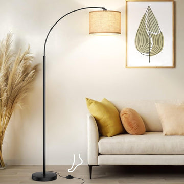 79'' Arc Floor Lamps, Modern Standing Lamp with Adjustable Hanging Drum Shade