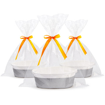 3-Piece Woven Basket Set with Gift Bags and Ribbons, Different Sizes for Christmas Gifts, 12"X 8" X 5" Baby Toy