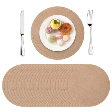24 Pcs 11.8 Inch Burlap Round Placemats Bulk, Natural Table Mats