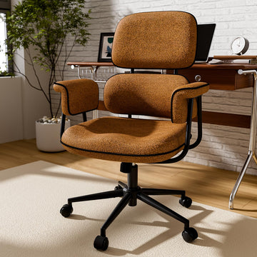 Brown Office Chair, Memory Foam Seat Mid Century Modern Desk Chair