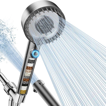 Filtered Shower Head with Handheld, High Pressure 4 Spray Mode Showerhead with Filters