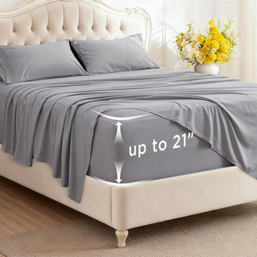 Deep Pocket Twin Sheets Set - Fits Mattresses Up to 21 Inches Thick -3 Piece GentleSoft Bed Sheets, Moisture Wicking