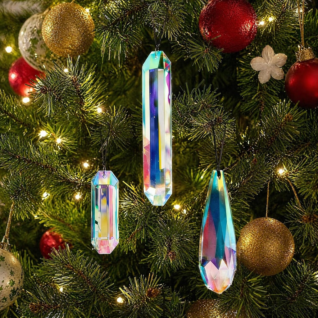 Set 3 Sun Catcher Crystal Prisms AB Colored Crystal Suncatchers for Window - Rainbow Maker Prisms