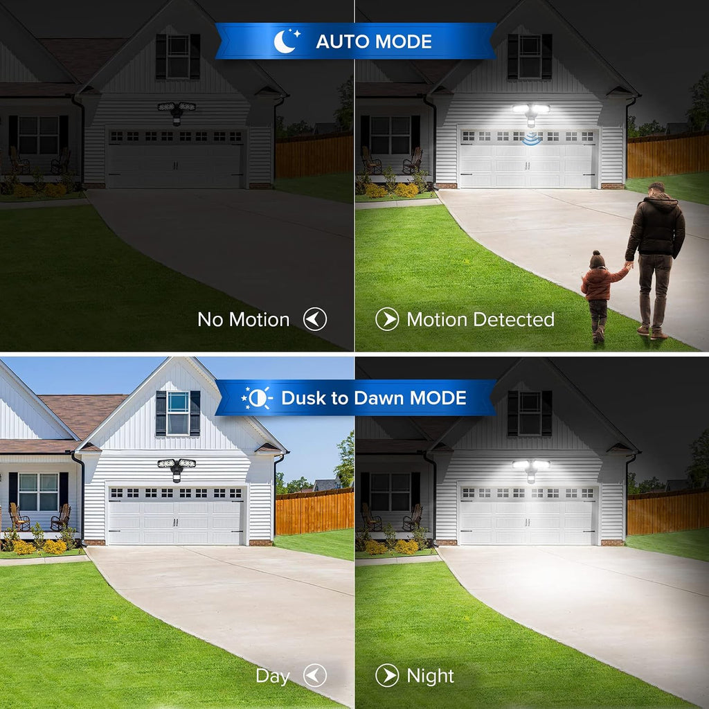27W LED Motion Sensor Outdoor Flood Light, 2700LM Security Light, 300W Equiv 5000K Dusk to Dawn Light, Wide Angle