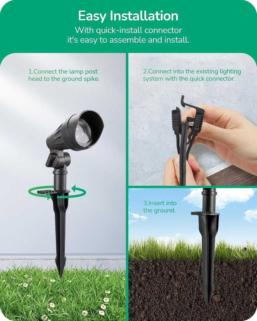 Low Voltage LED Landscape Lights, 3.2W 240LM Waterproof SpotLights | 12V 3000K AC/DC, 35° Beam Angle, CRI 80, Outdoor