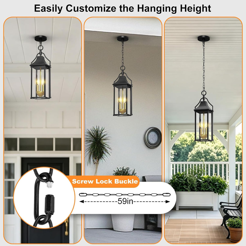 Large Outdoor Hanging Lights, 20" Modern Outdoor Chandelier Exterior Pendant Lighting