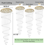 W40 x H118 Inches Crystal Glam Chandelier Long Light Chandeliers with Dimmable Light Bulbs Gold High Ceiling Pendant Light Fixtures for Foyer Entryway Living Room Stair Large A100-B0F1FP2FWP