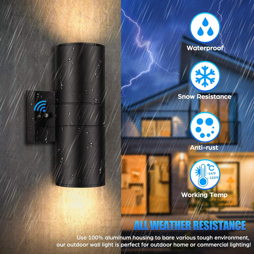 Modern Outdoor Wall Light with Dusk to Dawn Sensor, Exterior Light Fixture Wall Mount Waterproof Anti-Rust Cylinder
