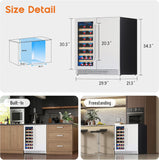 30 Inch Wine and Beverage Refrigerator, 37 - 64℉ Dual Zone Wine Cooler with Digi