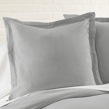 100% French Flax Linen - Euro Sham - French Flax Washed Linen - Lt. Grey - Sham Size (26x26in.), No Insert
