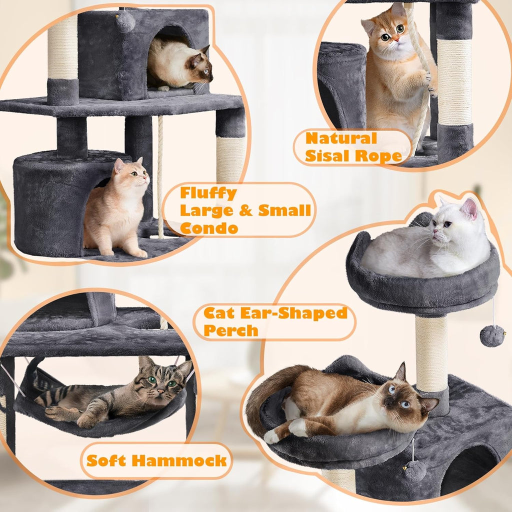 62.5inches Cat Tree Cat Tower Cat Condo with Platform & Hammock