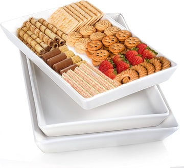 Large Serving Platter, 16/14/12 Inch Rectangular Serving Trays for Serving Food, Serving Tray for Party - Set of 3