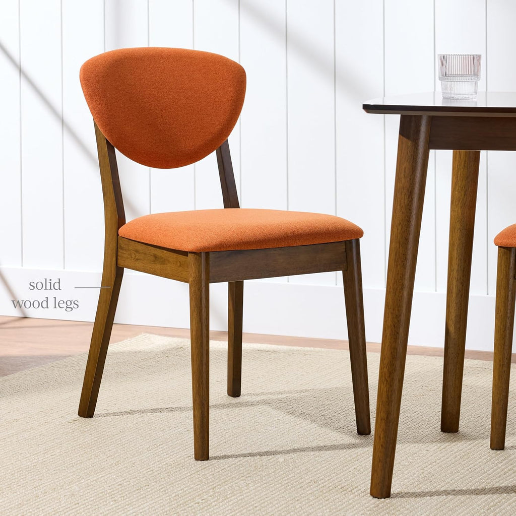 Best Choice Products Dining Chairs Set of 2, Mid-Century Modern Upholstered Wood, Armless w/Seat Cushion