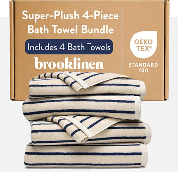 100% Turkish Cotton Bath Towels Spa-Quality Cotton - Set of 4, Abyss