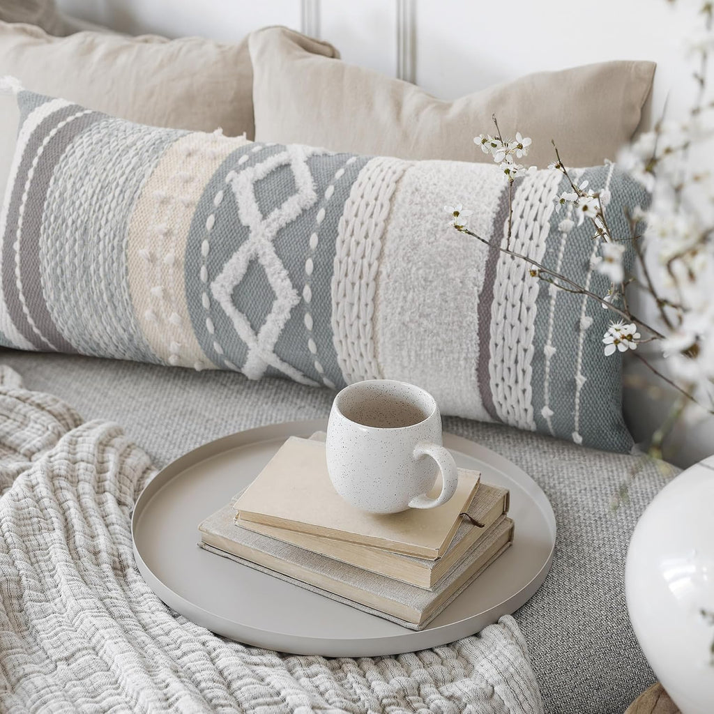 Decorative Boho Lumbar Pillow Cover 14x36 - Beautiful Throw Pillow with Soft Texture