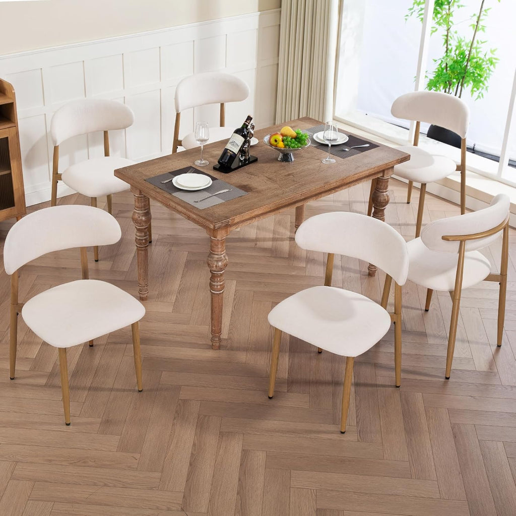 Dining Chairs Set of 2, Metal Kitchen Chairs with Modern Fabric Upholstered for Dining Room, Beige