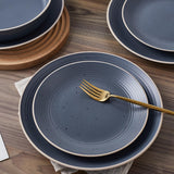 Lauren Modern Stoneware 16-piece Round Dinnerware Set, Plates and bowls Set, Dish set for 4, Charcoal