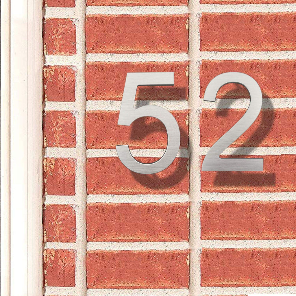 6 Inch Modern House Numbers- Premium Aluminum Floating Home Address Number with Exquisite Drawing Process, Silver
