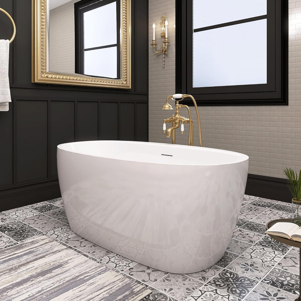 59" Acrylic Free Standing Tub, Stand Alone Tub, Freestanding Bathtub, Soaking Bathtub, cUPC Certified, YL(Glossy White)